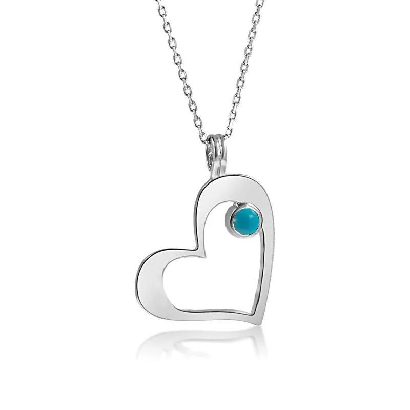 925 Silver Heart Shape Pendant inlaid with Turquoise