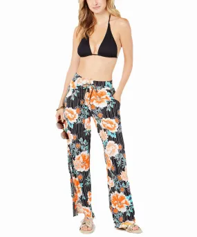 Bar III Women's Floral Stripe Printed Swimwear Cover-Up Soft Pants. Multi, L