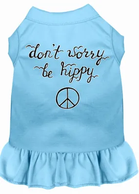 Be Hippy Screen Print Dog Dress Baby Blue Xs (8)