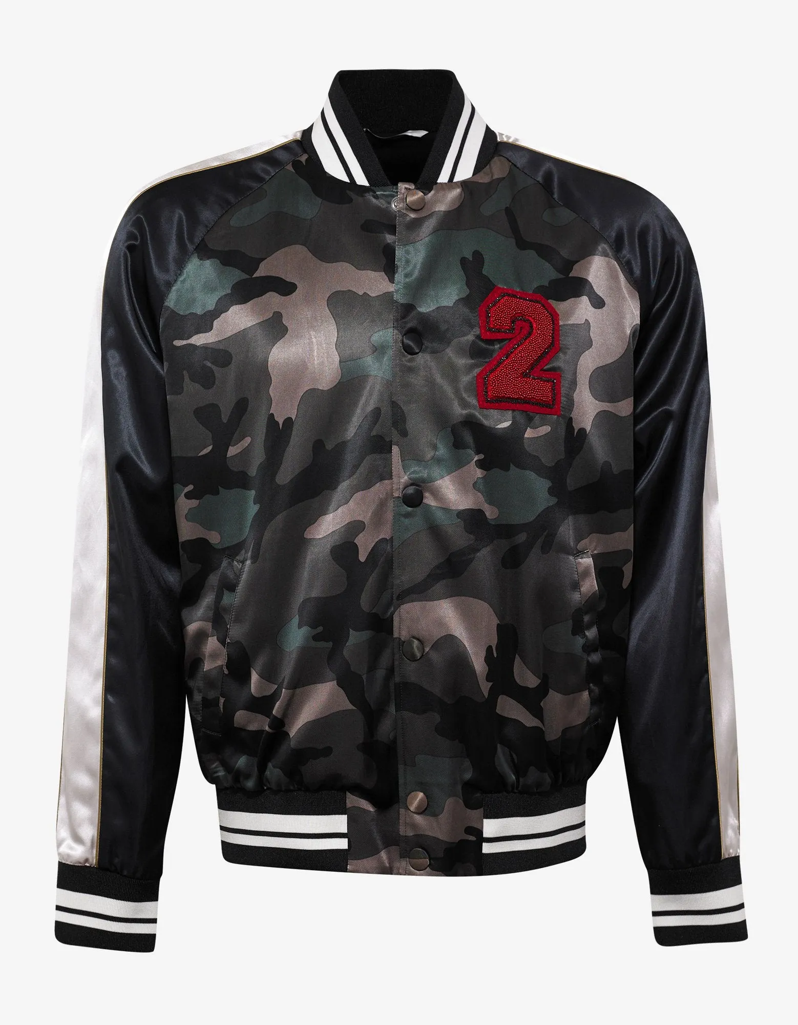 Beaded Logo Camouflage Souvenir Jacket