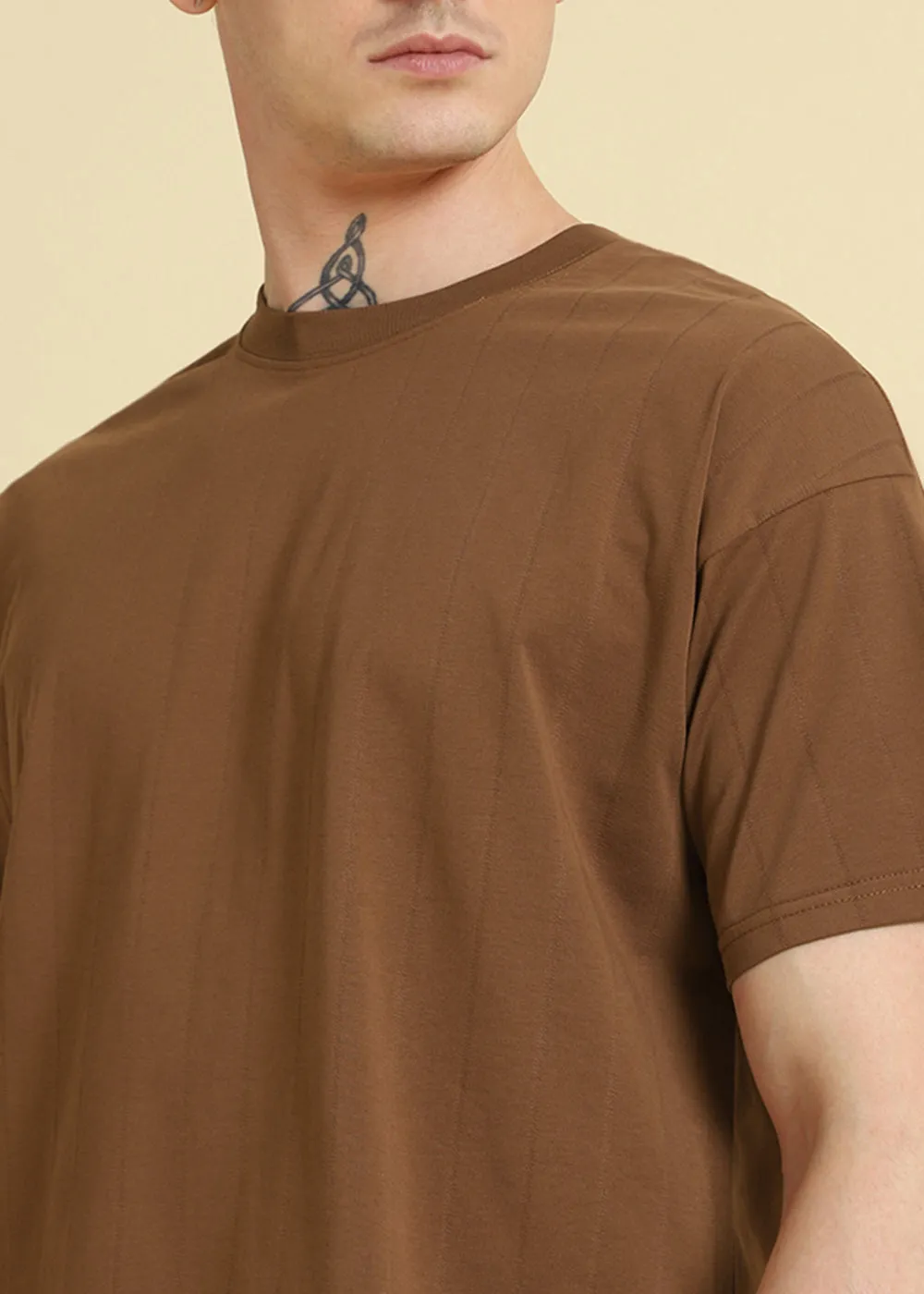 Brown Stripped Oversized T-shirt