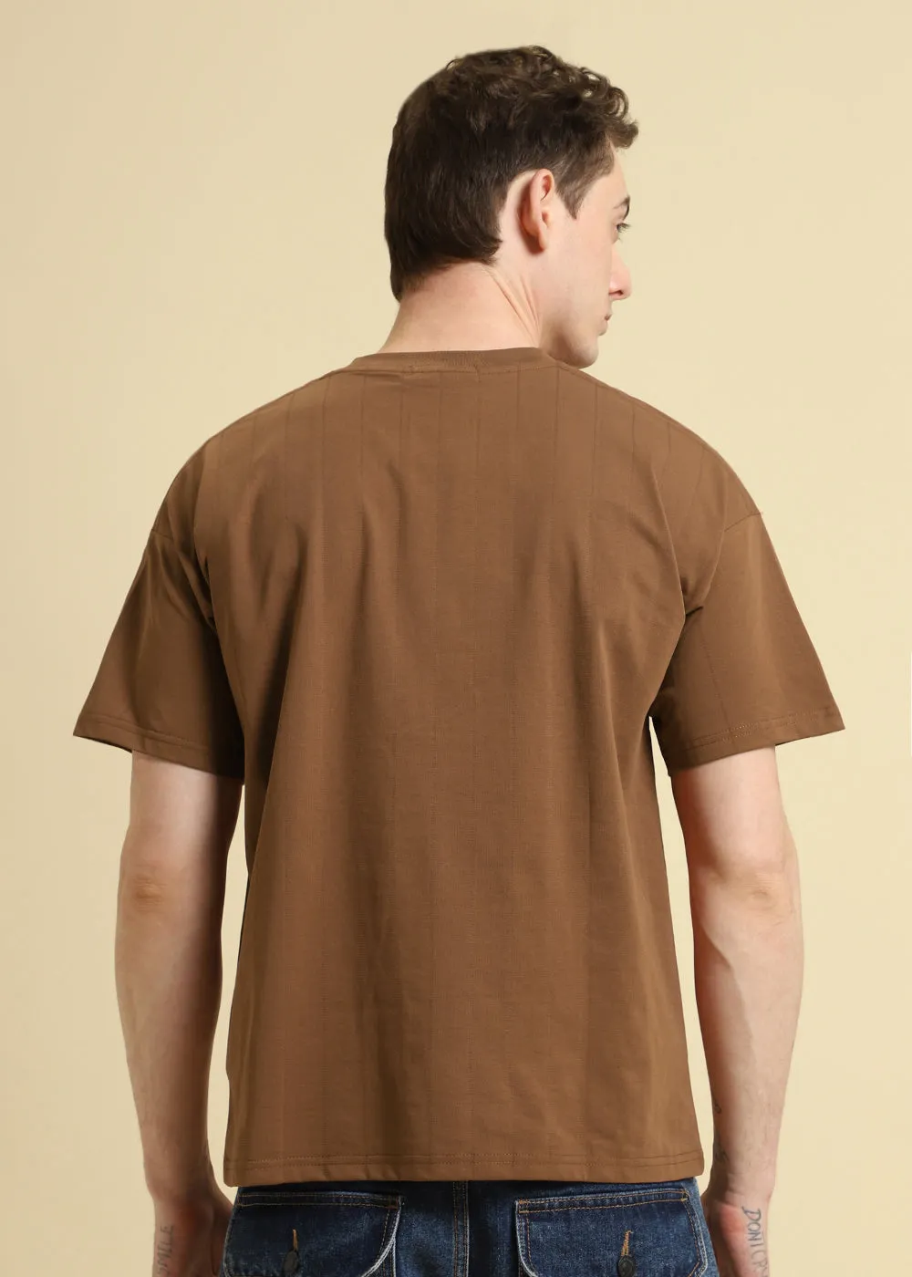 Brown Stripped Oversized T-shirt