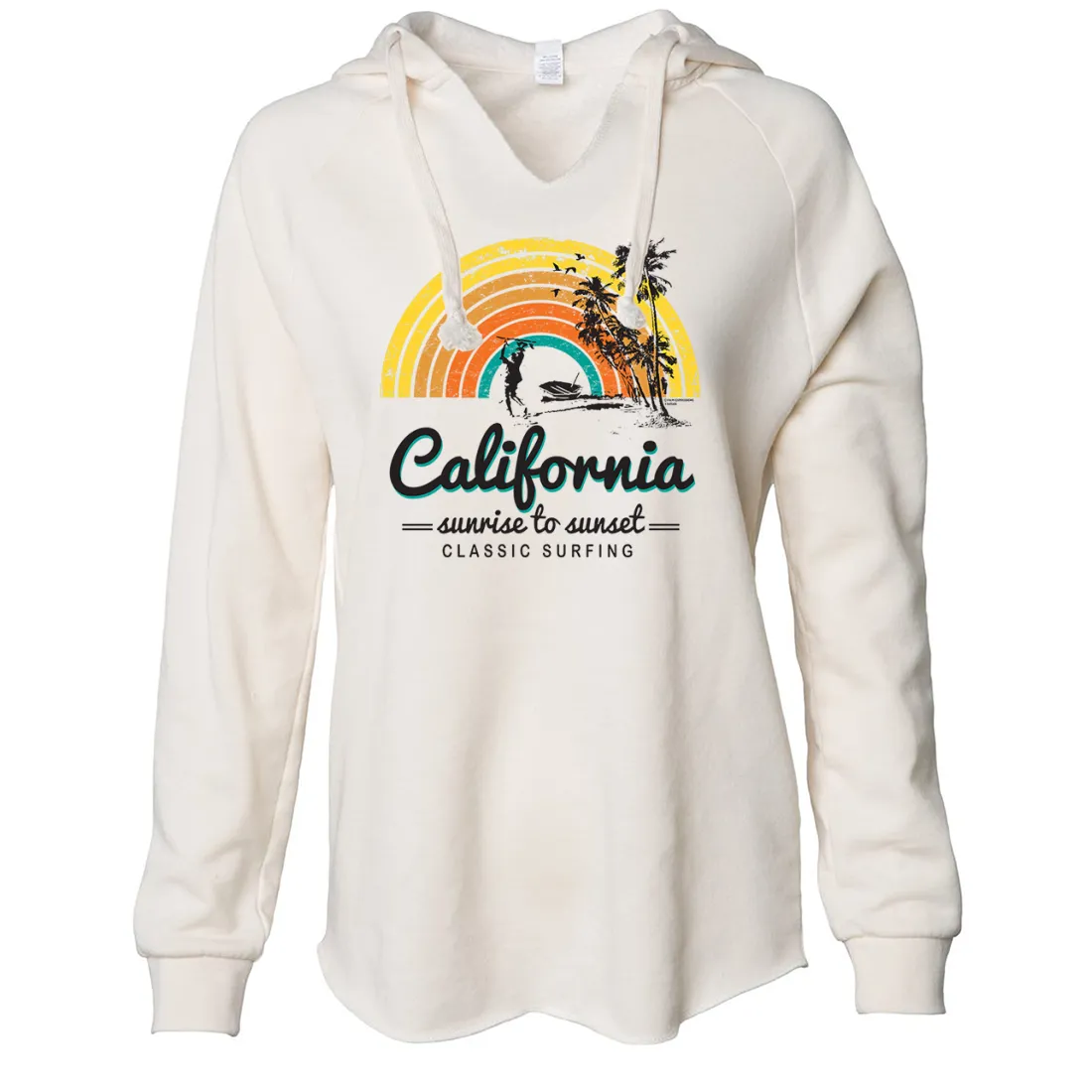 California Classic Sunrise Surfing Women's Soft Hooded Pullover