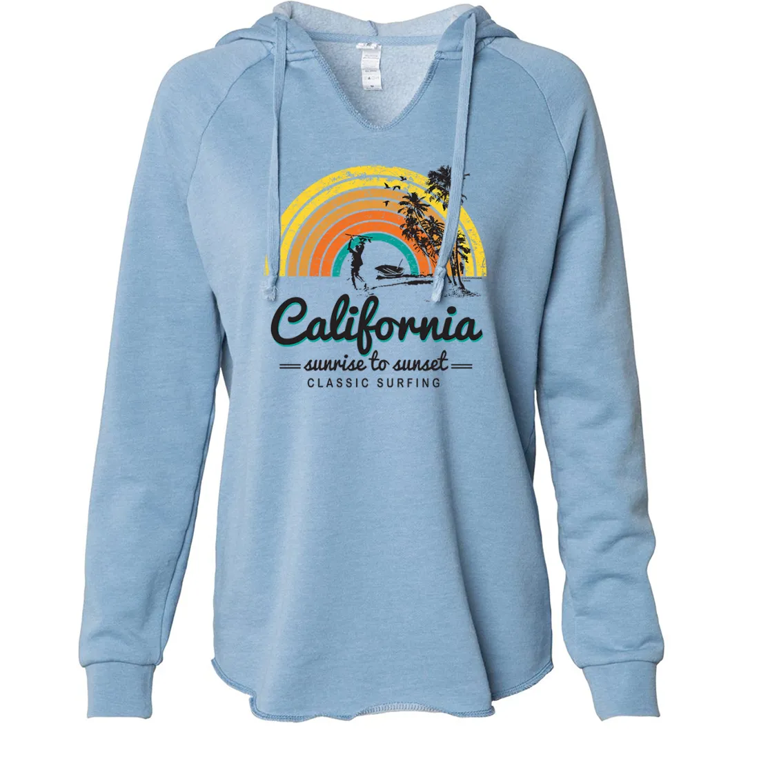 California Classic Sunrise Surfing Women's Soft Hooded Pullover