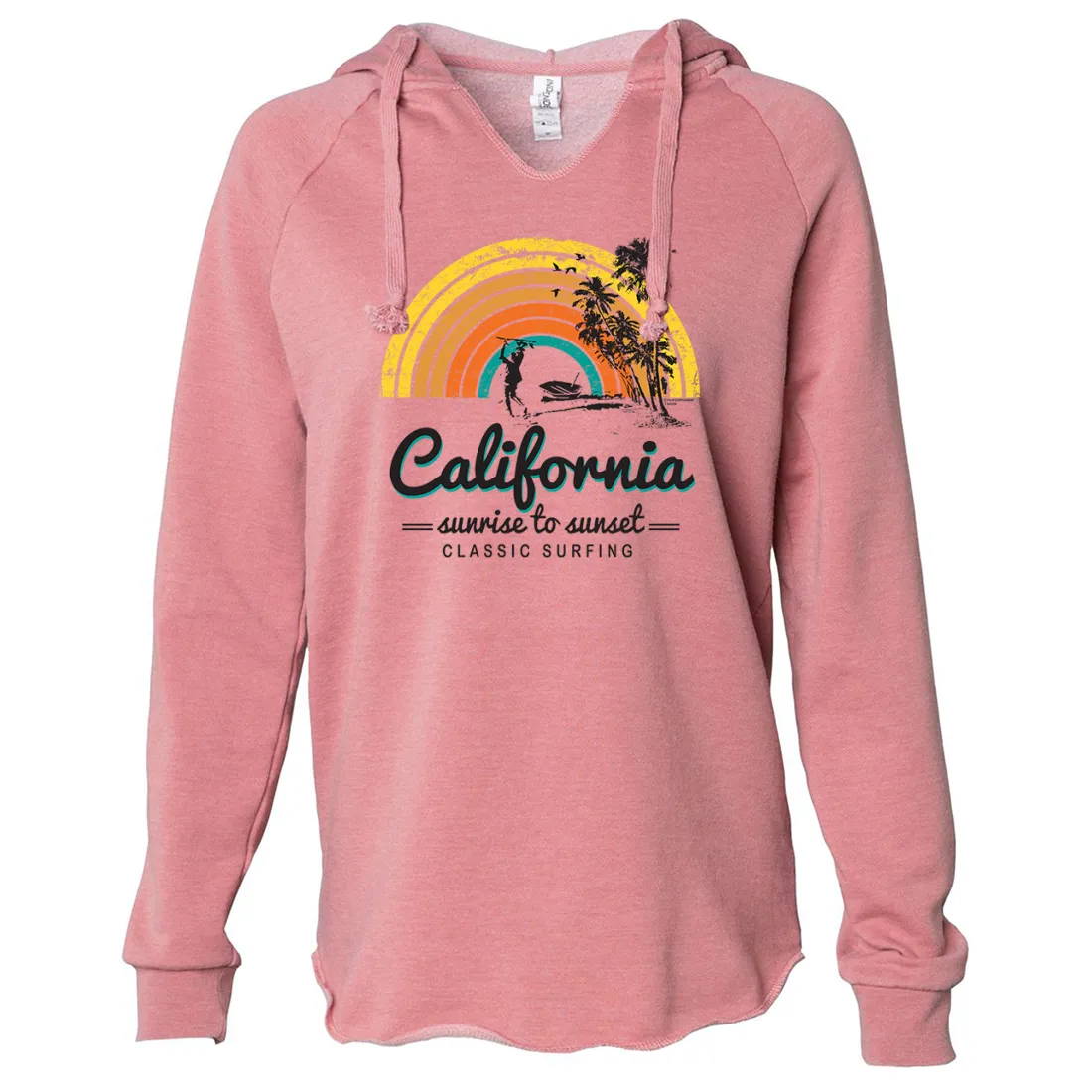 California Classic Sunrise Surfing Women's Soft Hooded Pullover