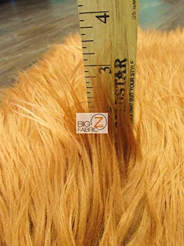 Faux Fake Fur Solid Mongolian Long Pile Fabric / Camel / Ecoshag 15 Yard Bolt