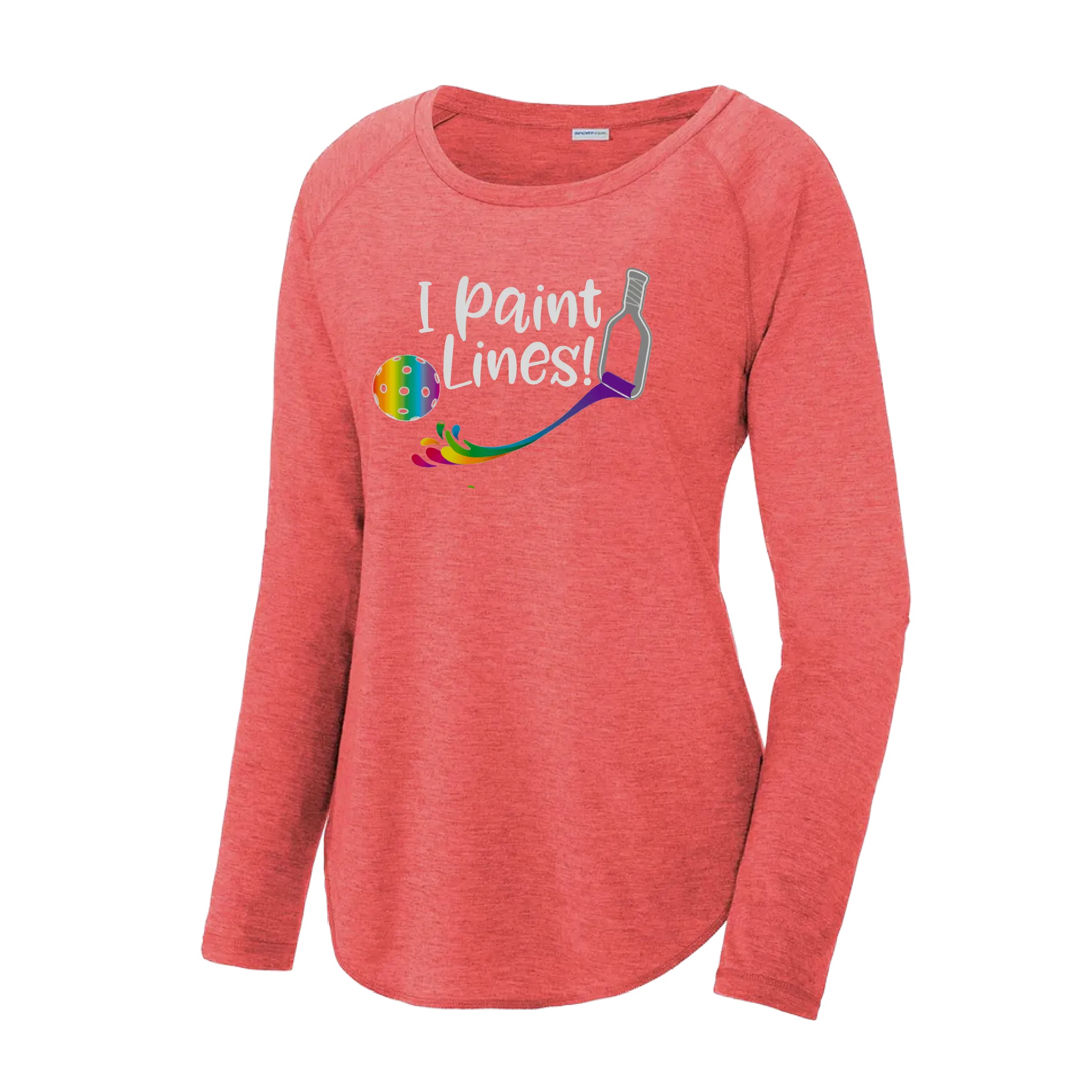 I Paint Pickleball Lines | Women's Long Sleeve Scoop Neck Pickleball Shirts | 75/13/12 poly/cotton/rayon