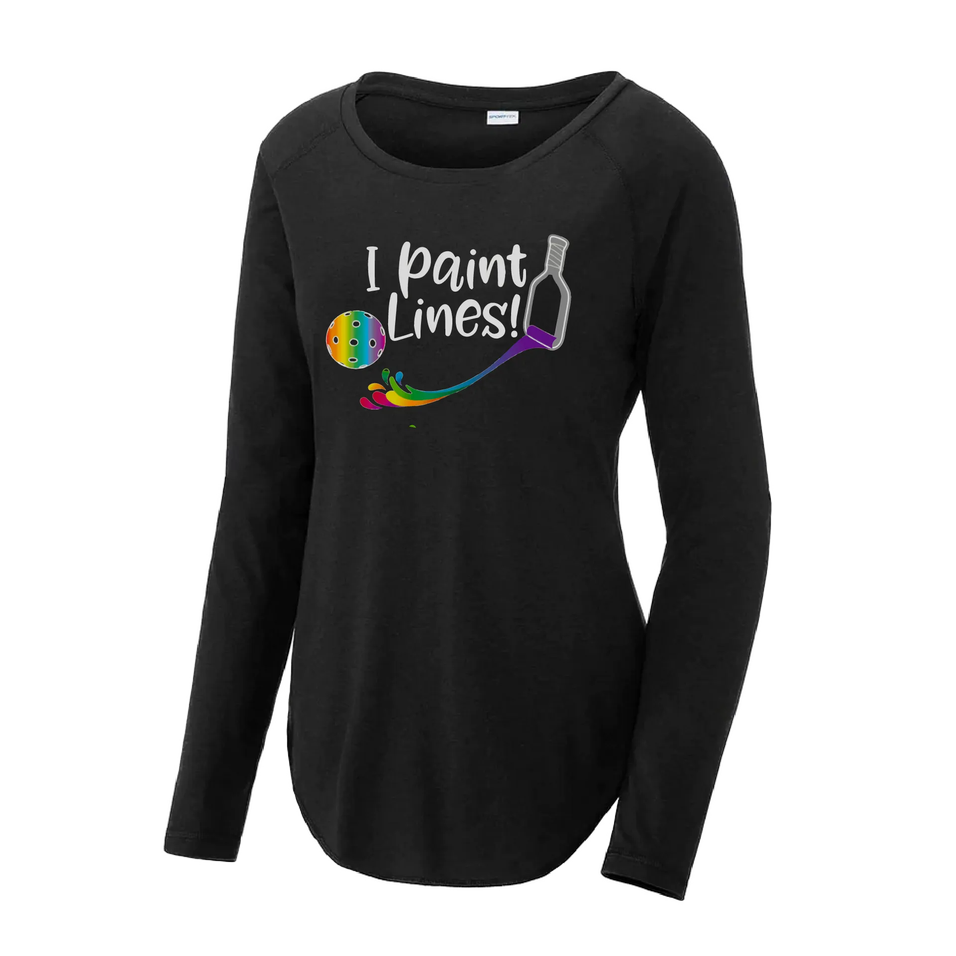 I Paint Pickleball Lines | Women's Long Sleeve Scoop Neck Pickleball Shirts | 75/13/12 poly/cotton/rayon