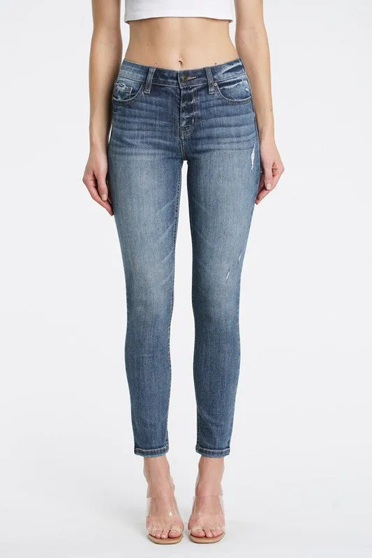 Jude Drama Dark Mid Rise Ankle Skinny Jeans