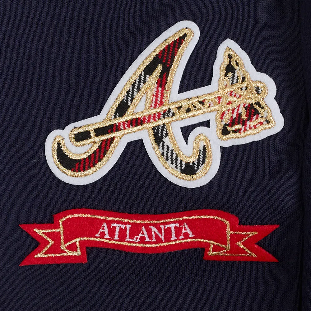 MLB ATLANTA BRAVES PRO PREP WOMEN'S RIB FLC SWEATPANT (MIDNIGHT NAVY/RED/MIDNIGHT NAVY)