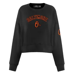 MLB BALTIMORE ORIOLES CLASSIC WOMEN'S FLC CREWNECK (BLACK)