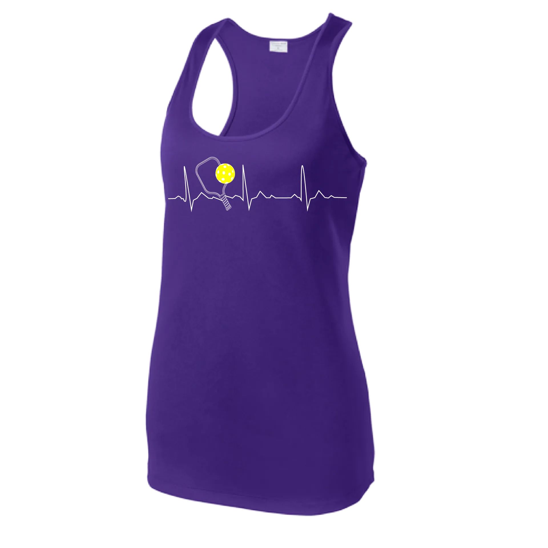 Pickleball Heartbeat EKG | Women’s Racerback Tank | 100% Polyester