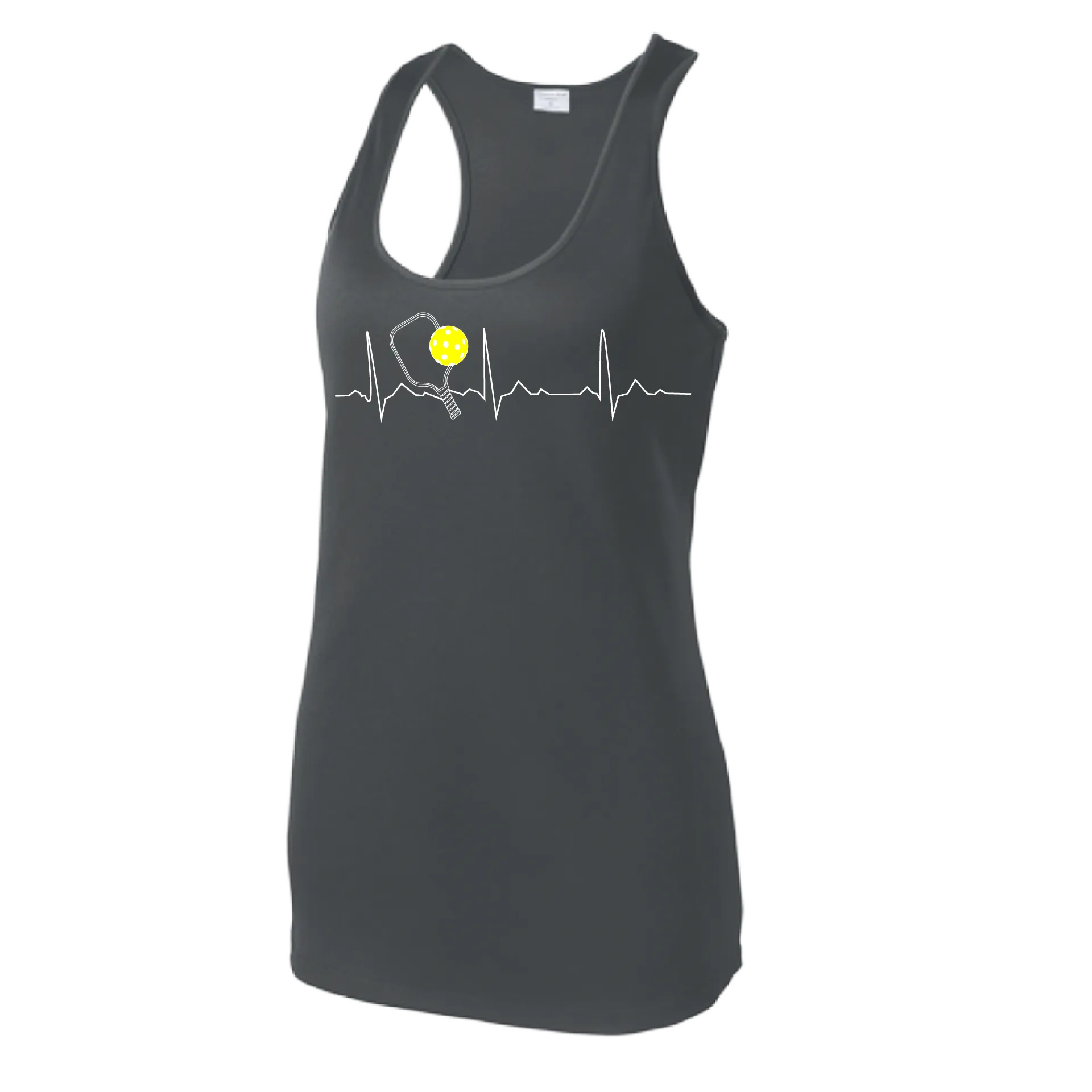 Pickleball Heartbeat EKG | Women’s Racerback Tank | 100% Polyester