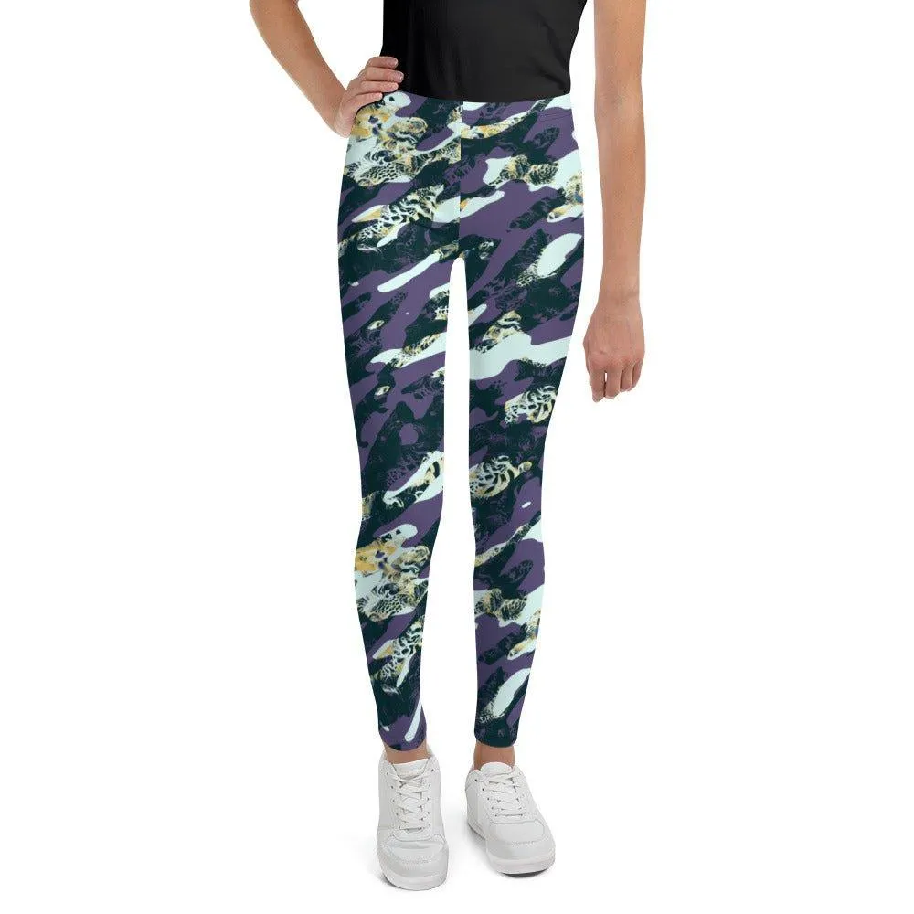 Purple Camouflage Youth Leggings