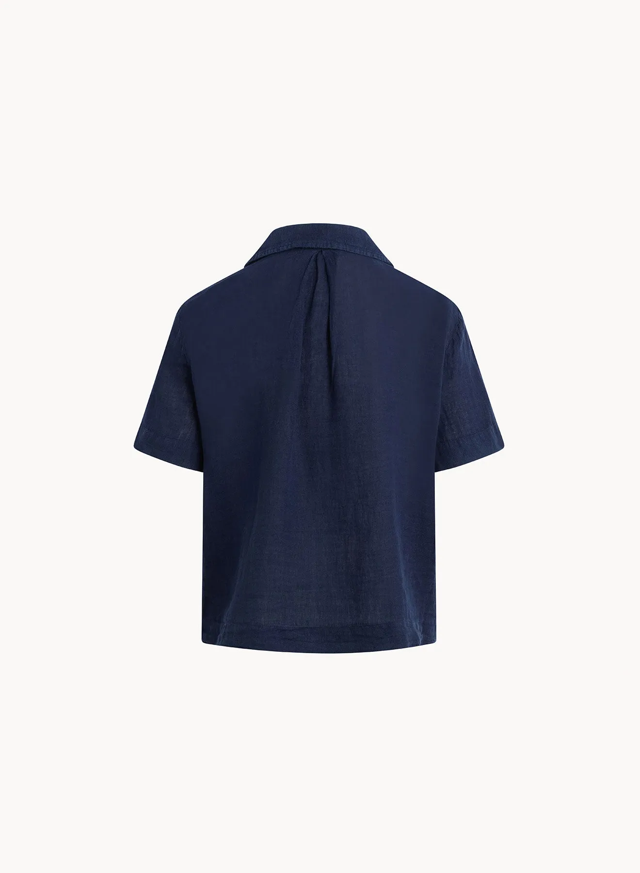 Short Sleeve Flowy Button Down - Brazilian Navy