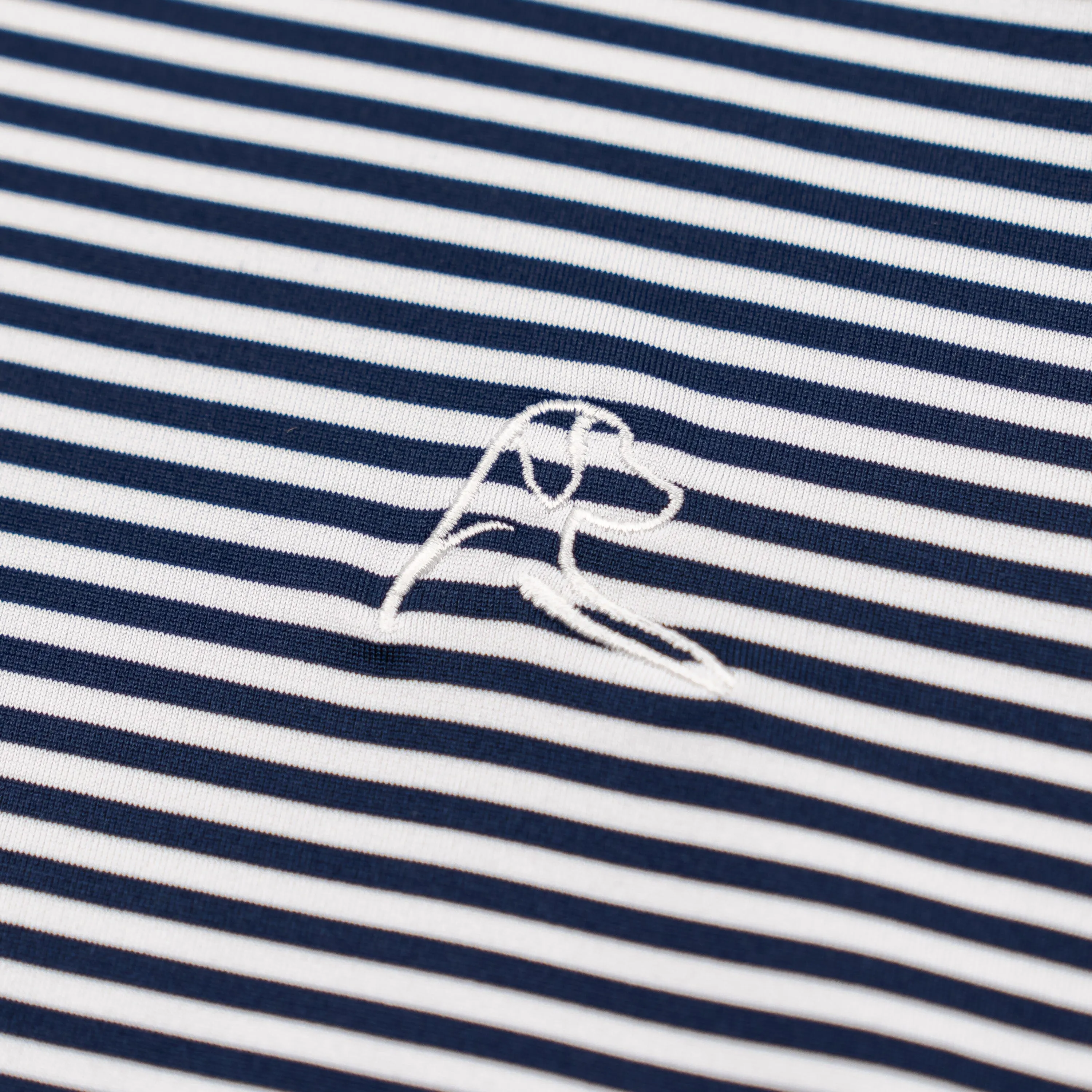 Fleet Navy/White Performance Polo - The Birdie Stripe Design