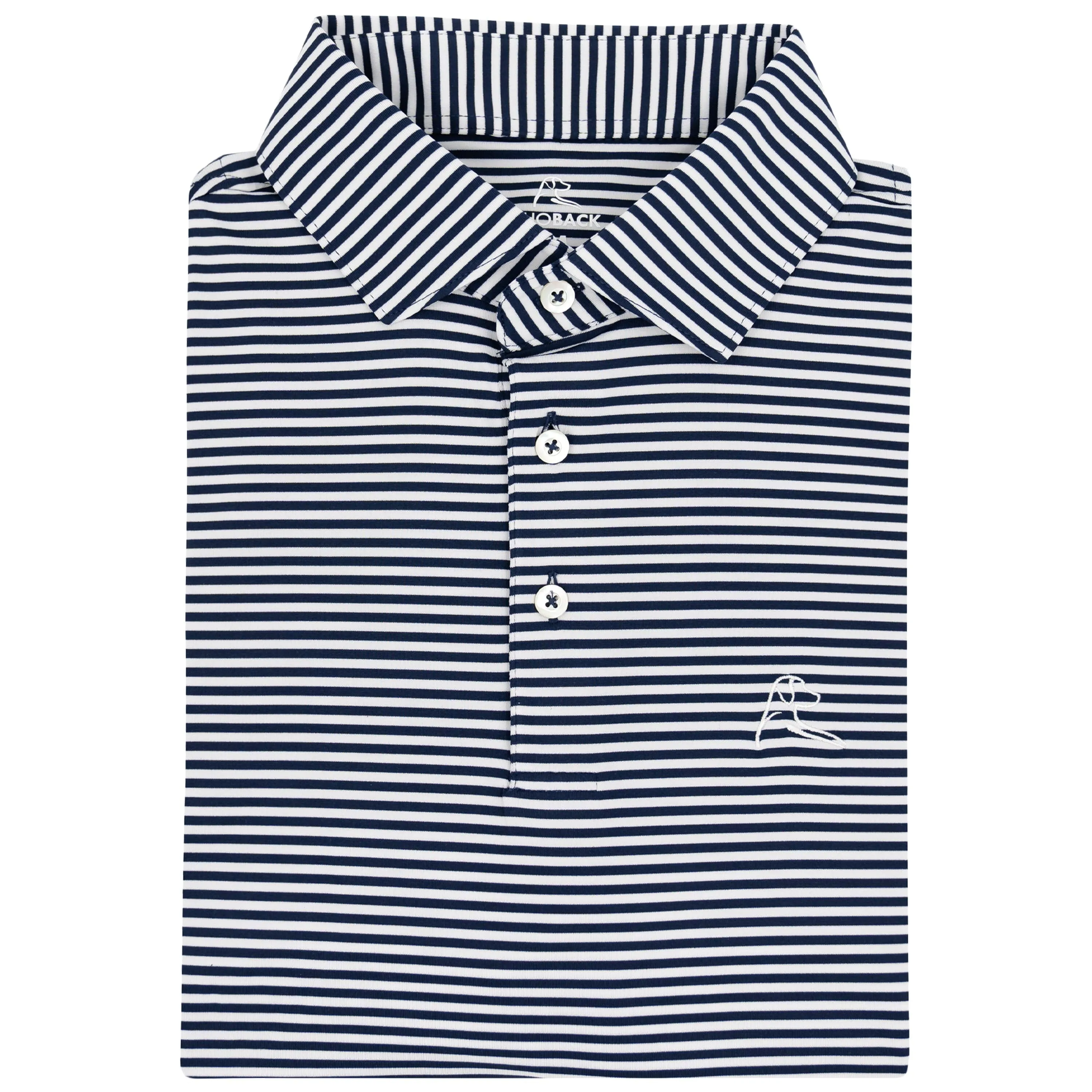 Fleet Navy/White Performance Polo - The Birdie Stripe Design